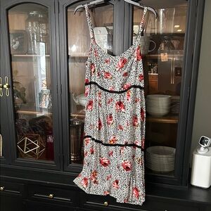 Torrid Red and Black Floral Mini Dress